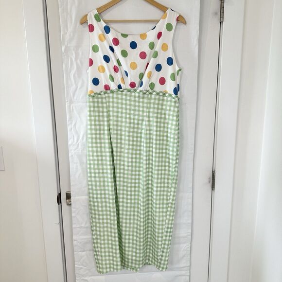 Barbie X Unique Vintage Women Dress 2XL Green White 1960s Polkadot Gingham Retro - Picture 1 of 15